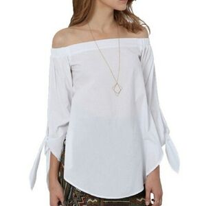 Celmia Off the Shoulder White Long Sleeve Top w/Bow-Tie Cuffs Size 3XL